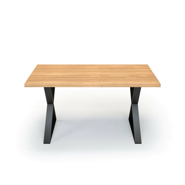 Esstisch Massivholz Esche Nach Maß Metall Laha Front Gerade Kante