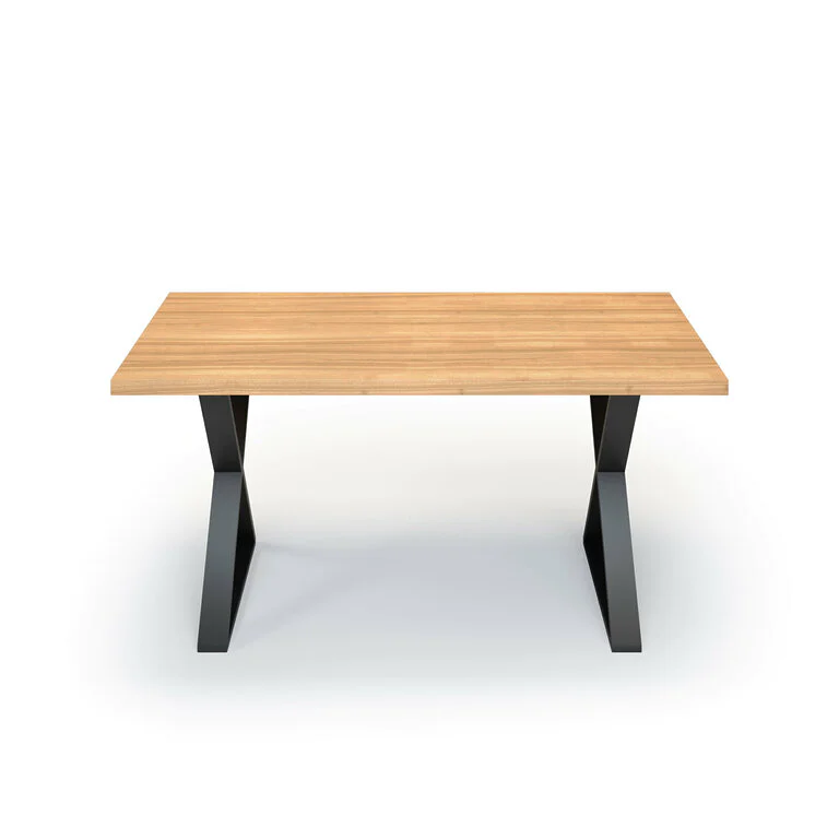 Esstisch Massivholz Esche Nach Maß Metall Laha Front Gerade Kante