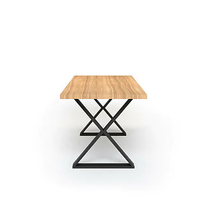 Esstisch Massivholz Esche Nach Maß Metall Laha Seite Gerade Kante