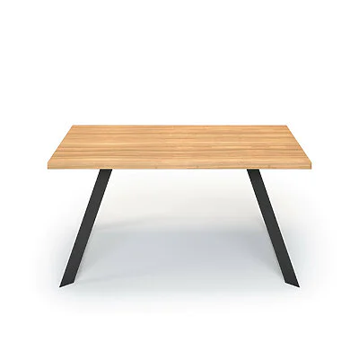 Esstisch Massivholz Esche Nach Maß Metall Riga Front Gerade Kante