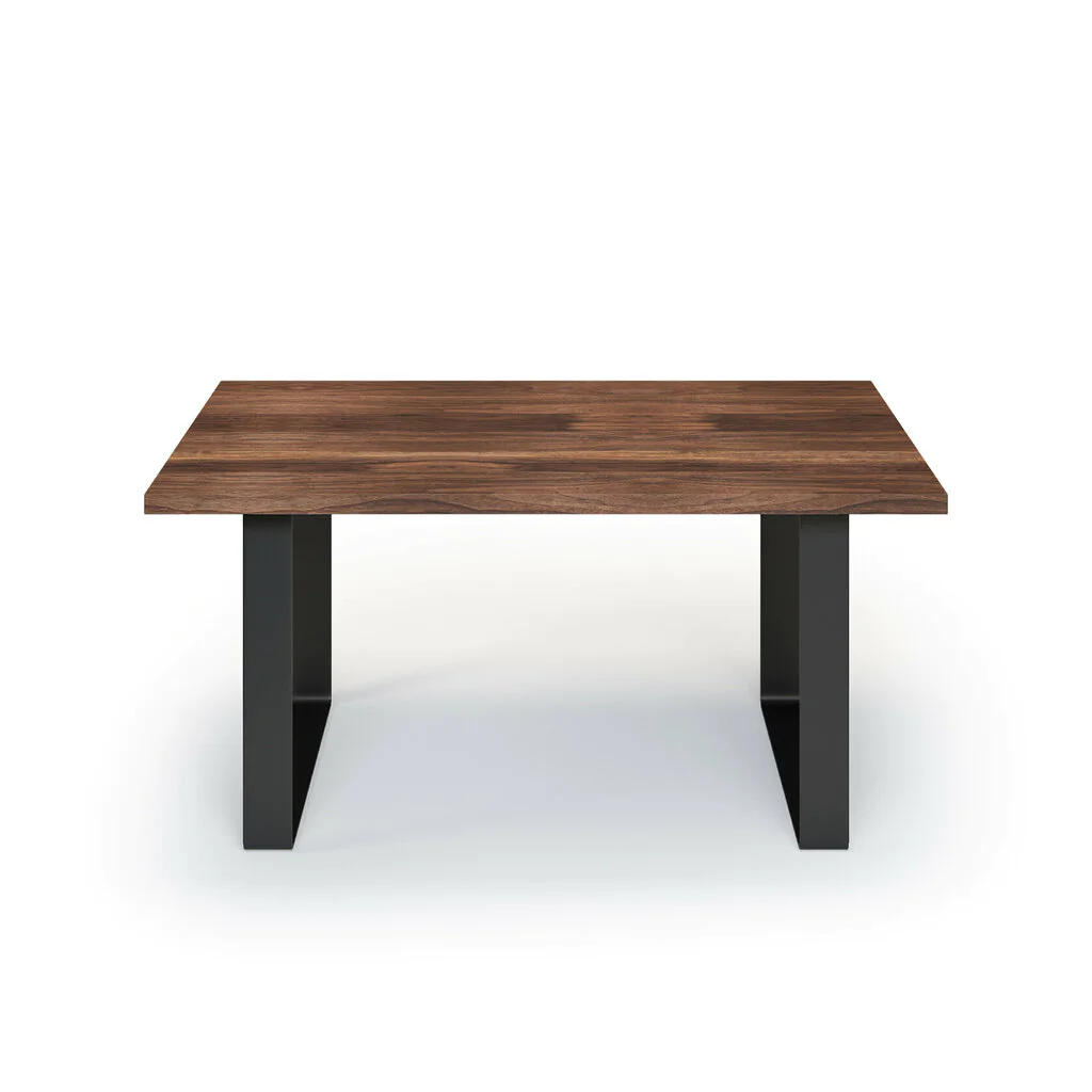 Esstisch Massivholz Nussbaum Nach Maß Flachstahl Bormo Front Gerade Kante