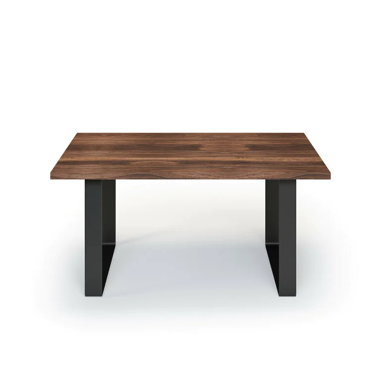 Esstisch Massivholz Nussbaum Nach Maß Flachstahl Bormo Front Gerade Kante