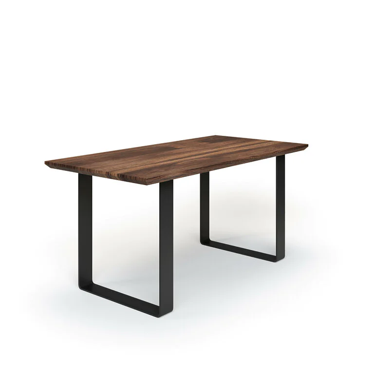 Esstisch Massivholz Nussbaum Nach Maß Flachstahl Bormo Schraeg Schweizer Kante