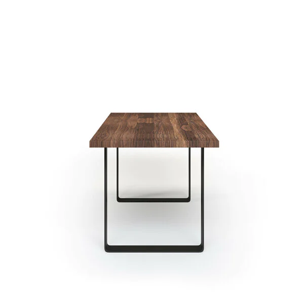 Esstisch Massivholz Nussbaum Nach Maß Flachstahl Bormo Seite Gerade Kante