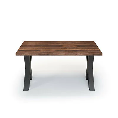 Esstisch Massivholz Nussbaum Nach Maß Metall Bonna Front Gerade Kante