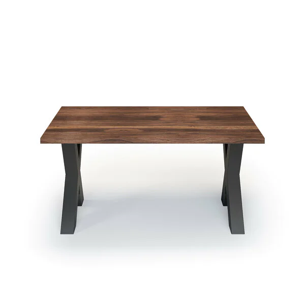 Esstisch Massivholz Nussbaum Nach Maß Metall Bonna Front Gerade Kante