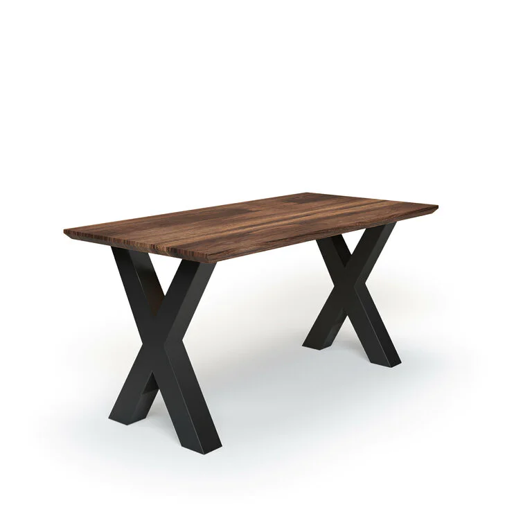 Esstisch Massivholz Nussbaum Nach Maß Metall Bonna Schraeg Schweizer Kante