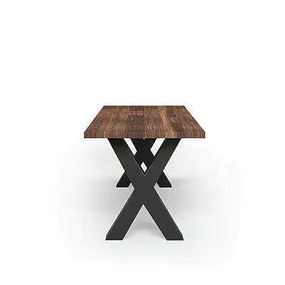 Esstisch Massivholz Nussbaum Nach Maß Metall Bonna Seite Gerade Kante