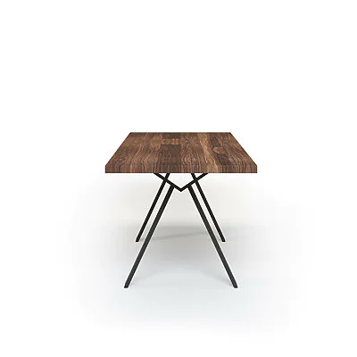 Esstisch Massivholz Nussbaum Nach Maß Metall Caiva Seite Gerade Kante