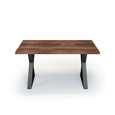 Esstisch Massivholz Nussbaum Nach Maß Metall Fia Front Gerade Kante