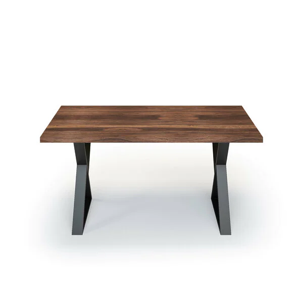 Esstisch Massivholz Nussbaum Nach Maß Metall Fia Front Gerade Kante