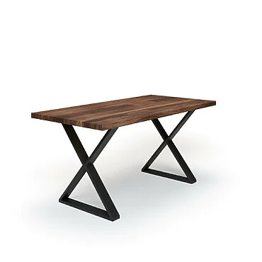 Esstisch Massivholz Nussbaum Nach Maß Metall Laha Schraeg Gerade Kante