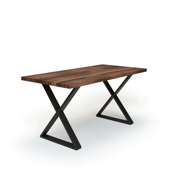 Esstisch Massivholz Nussbaum Nach Maß Metall Laha Schraeg Gerade Kante