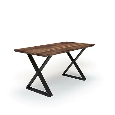 Esstisch Massivholz Nussbaum Nach Maß Metall Laha Schraeg Schweizer Kante