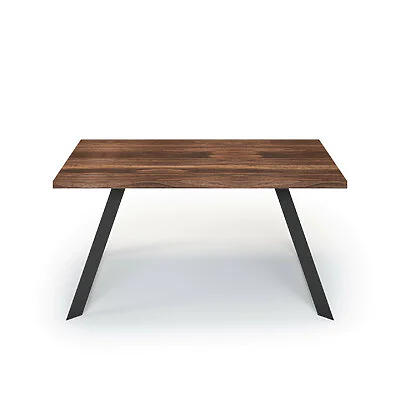 Esstisch Massivholz Nussbaum Nach Maß Metall Riga Front Gerade Kante