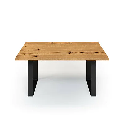 Esstisch Massivholz Wildeiche Nach Maß Flachstahl Bormo Front Gerade Kante