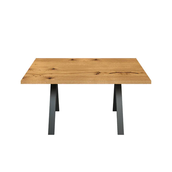 Esstisch Massivholz Wildeiche Nach Maß Metall Caiva Front Gerade Kante