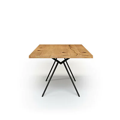 Esstisch Massivholz Wildeiche Nach Maß Metall Caiva Seite Gerade Kante