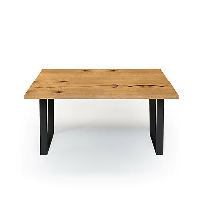 Esstisch Massivholz Wildeiche Nach Maß Metall Javis Front Gerade Kante