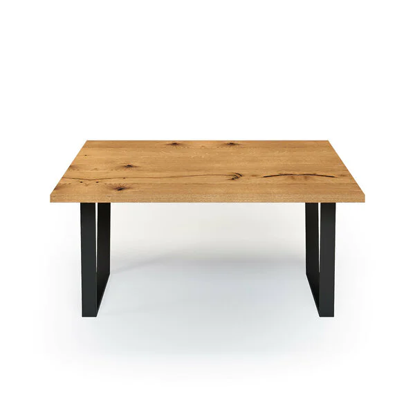 Esstisch Massivholz Wildeiche Nach Maß Metall Javis Front Gerade Kante