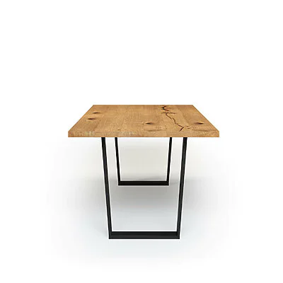 Esstisch Massivholz Wildeiche Nach Maß Metall Javis Seite Gerade Kante