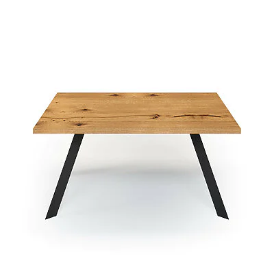 Esstisch Massivholz Wildeiche Nach Maß Metall Riga Front Gerade Kante