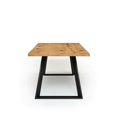 Esstisch Massivholz Wildeiche Nach Maß Metall Riga Seite Gerade Kante