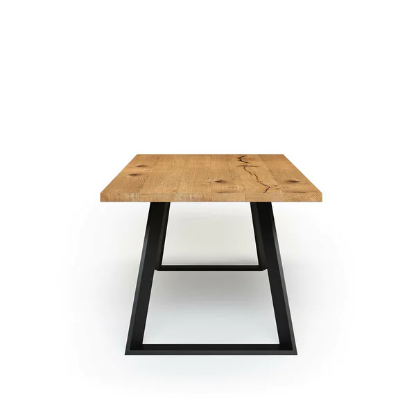 Esstisch Massivholz Wildeiche Nach Maß Metall Riga Seite Gerade Kante