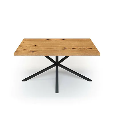 Esstisch Massivholz Wildeiche Nach Maß Spider Gestell Rion Front Gerade Kante