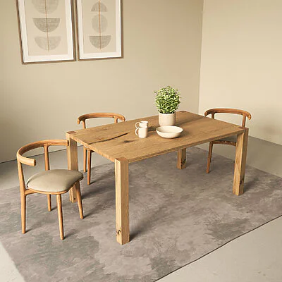 Esstisch Holz Massivholz Vollholz Holzbeine Wildeiche Wohnzimmer Fohla V2