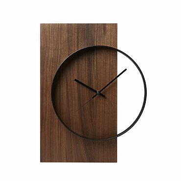 Wanduhr Holz Nussbaum Stahl Modern Massivholz Uhr V1