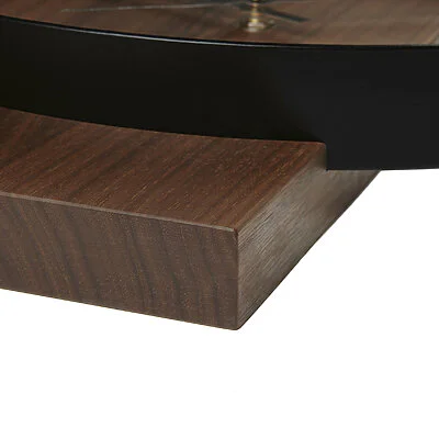 Wanduhr Holz Nussbaum Stahl Modern Massivholz Uhr V2