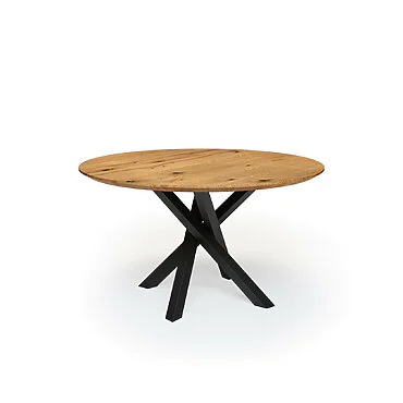 Esstisch Rund Massivholz Wildeiche Nach Mass Mikado Lir Schraeg Schweizer Kante