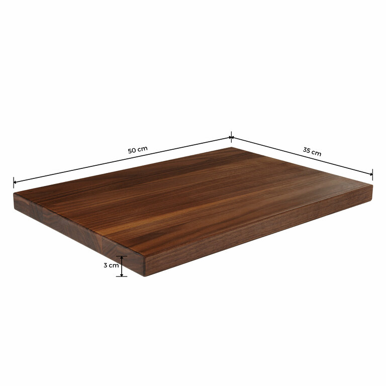 Schneidebrett Holz Nussbaum Holzbrett Groß Massiv 50x35x3 Bemaßt