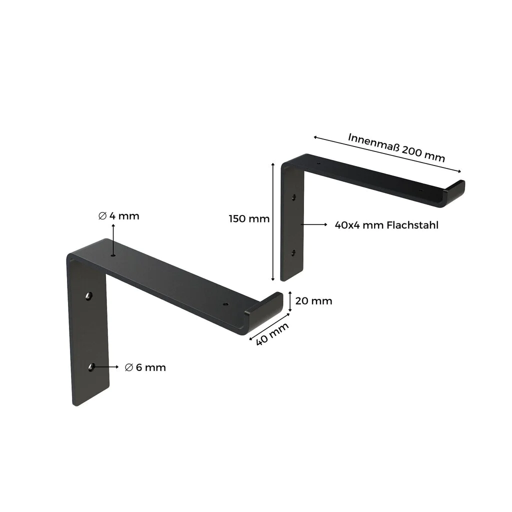 Regalhalter Runa Metall Schwarz Masse