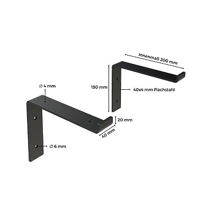 Regalhalter Runa Metall Schwarz Masse