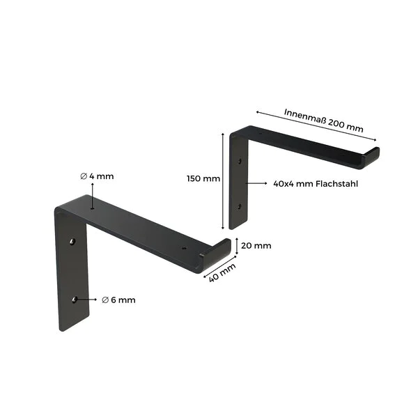 Regalhalter Runa Metall Schwarz Masse