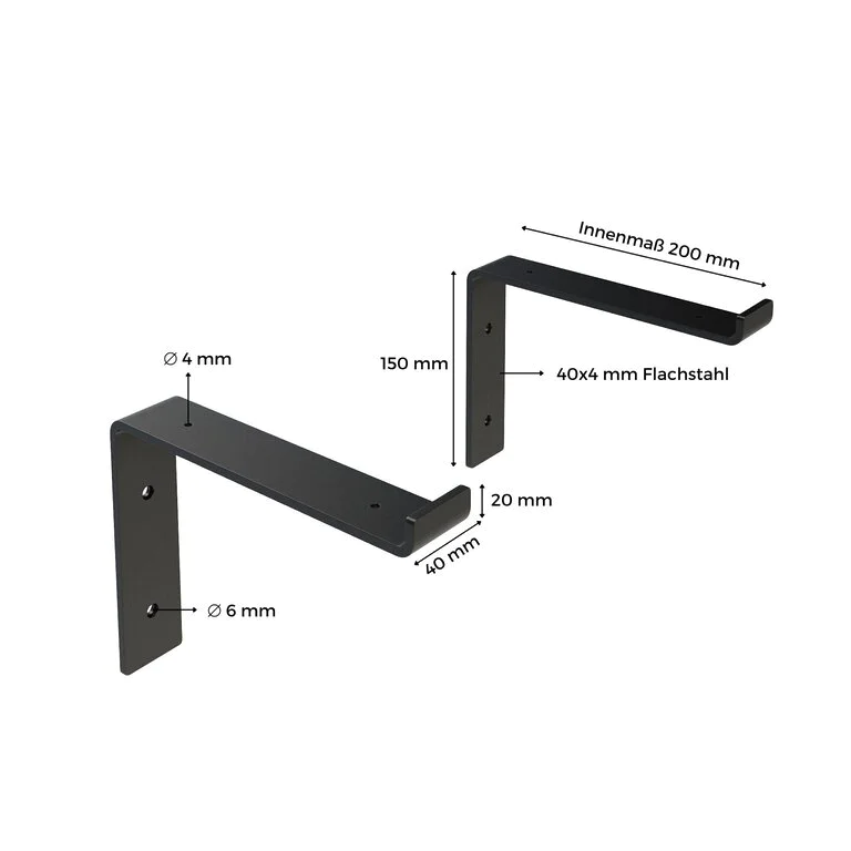 Regalhalter Runa Metall Schwarz Masse