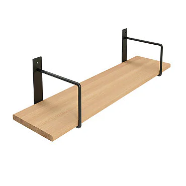 Wandregal Holz Metall Buche Schweberegal Regalhalterung Linar Schwarz Rundstahl Seite