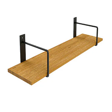 Wandregal Holz Metall Eiche Schweberegal Regalhalterung Linar Schwarz Rundstahl Seite