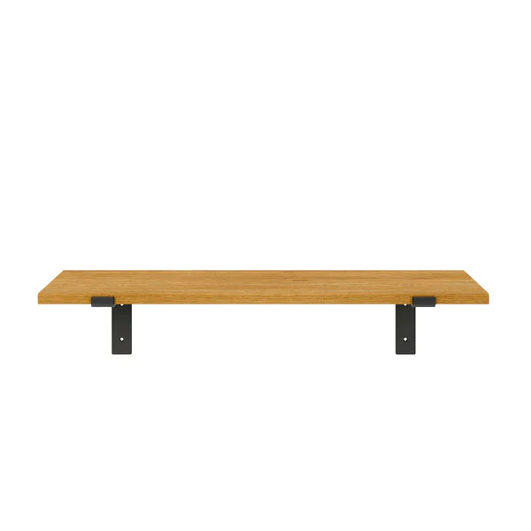 Wandregal Holz Metall Eiche Schweberegal Regalhalterung Runa Schwarz Flachstahl Offen Front