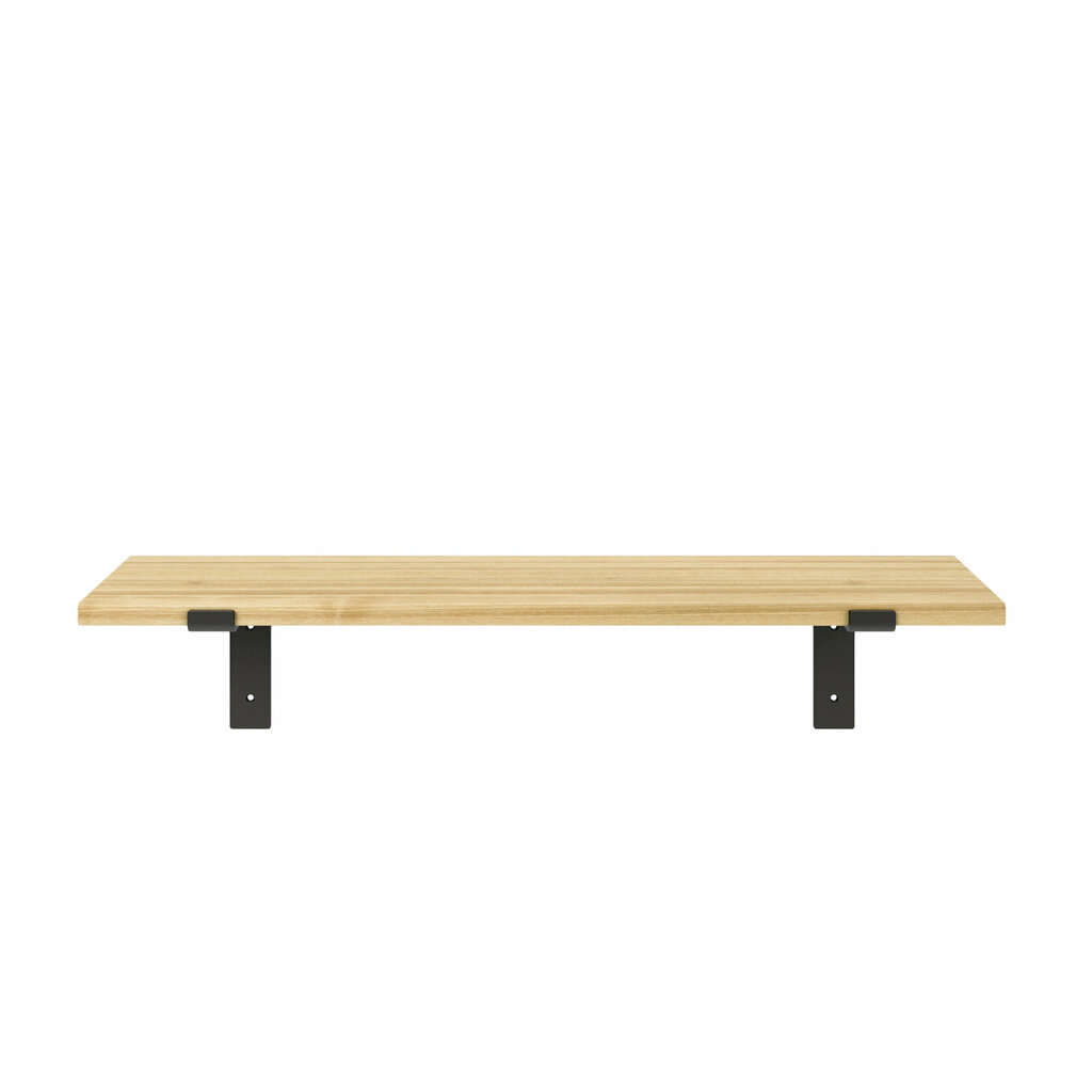 Wandregal Holz Metall Esche Schweberegal Regalhalterung Runa Schwarz Flachstahl Offen Front