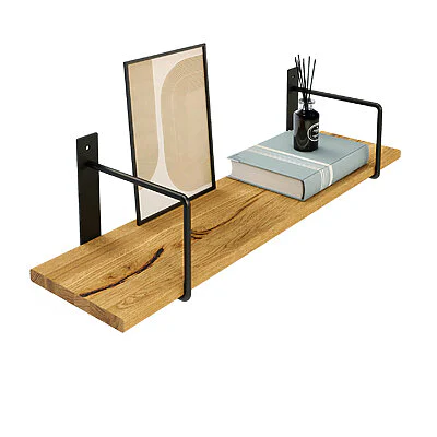 Wandregal Holz Metall Wildeiche Schweberegal Regalhalterung Linar Schwarz Rundstahl Deko