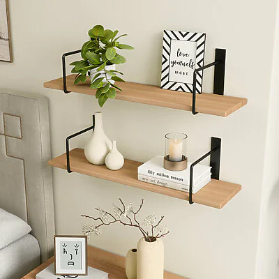 Wandregal Schlafzimmer Holz Metall Buche Schweberegal Linar Schwarz Rundstahl V2