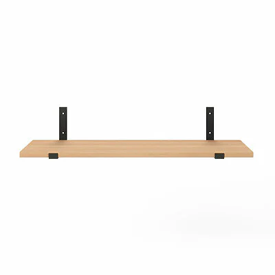 Wandregal Holz Metall Buche Schweberegal Regalhalterung Aris Schwarz Flachstahl Offen Front