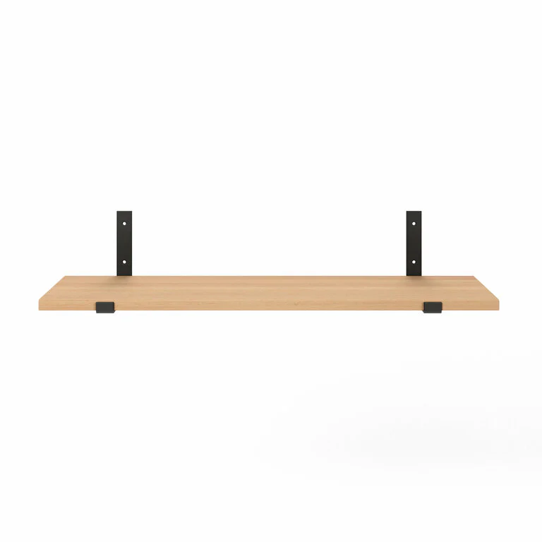 Wandregal Holz Metall Buche Schweberegal Regalhalterung Aris Schwarz Flachstahl Offen Front