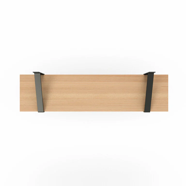 Wandregal Holz Metall Buche Schweberegal Regalhalterung Lark Schwarz Flachstahl Offen Draufsicht